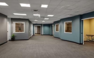 Commercial office painting service showing professional office space for services section