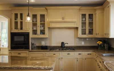 Cabinet refinishing service showing beautiful kitchen cabinets for services section