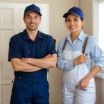 Lead painter and project supervisor in professional uniform