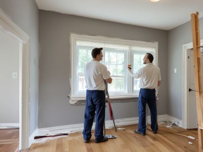 Professional painting team working together on residential project