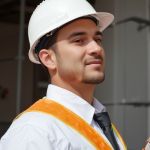 Commercial painting supervisor in hard hat